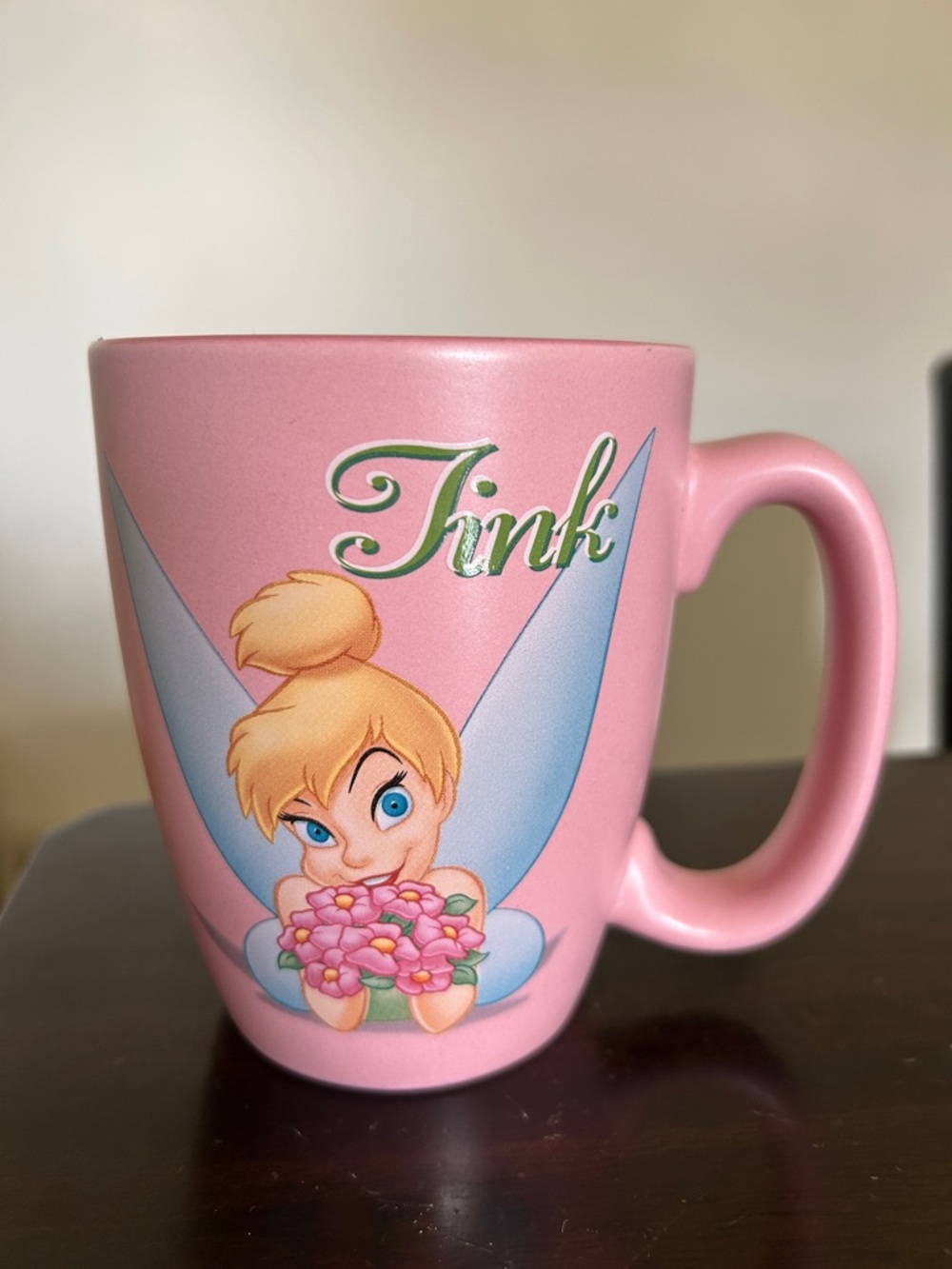 Disney Store Cute Pink Tinkerbell Fairy “Tink” Large Ceramic Mug